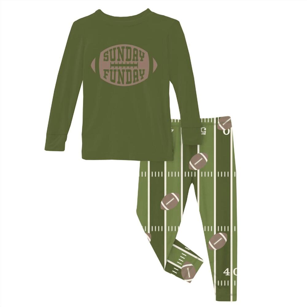 NEW KICKEE kids print long sleeve pocket set in pesto football